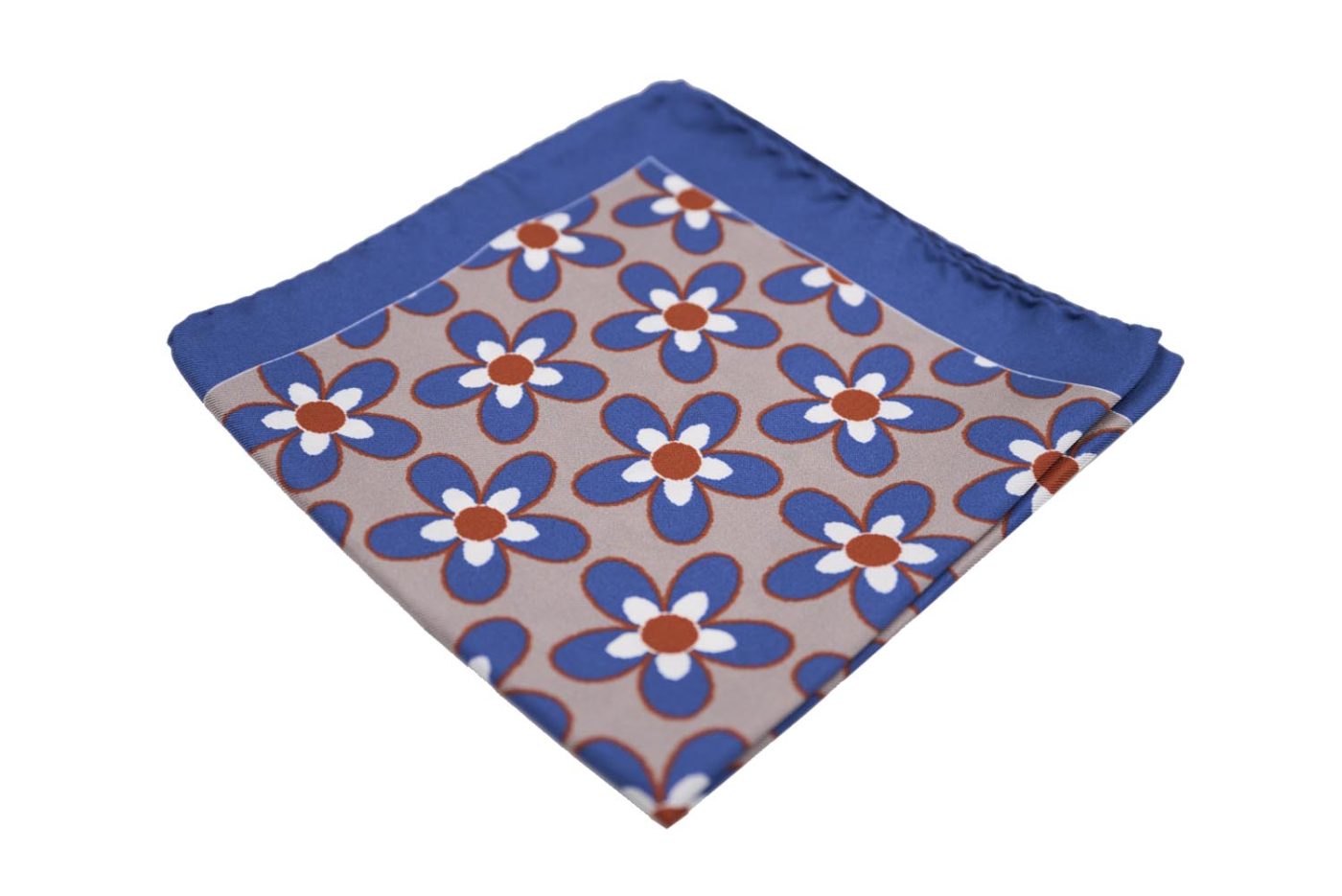 POCH274 Μαντήλι τσέπης μπεζ / μπλε λουλούδια