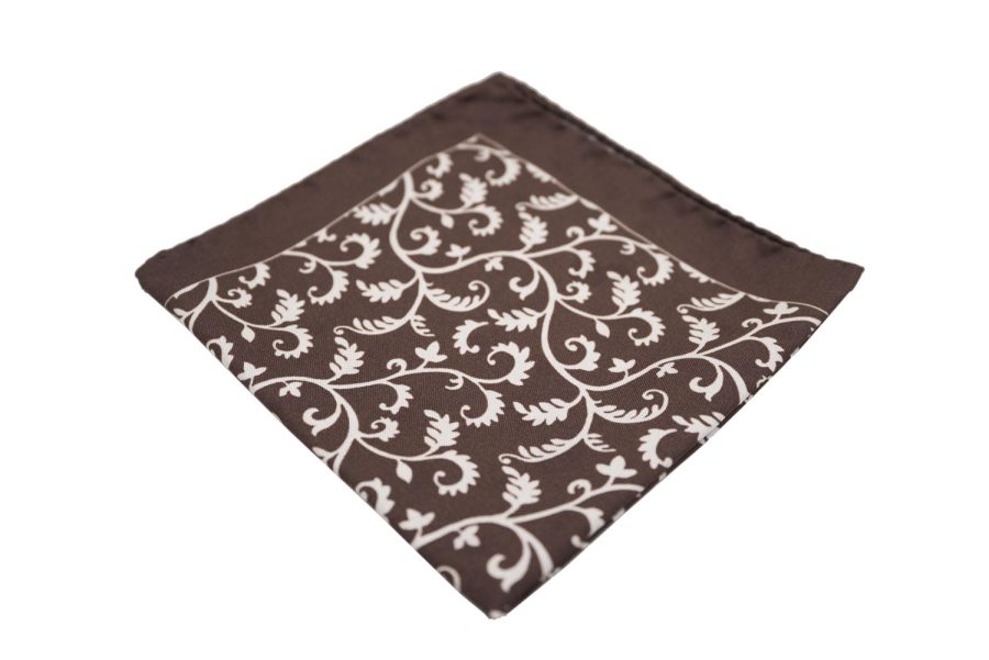 Μαντήλι τσέπης καφέ / λευκά λαχούρια