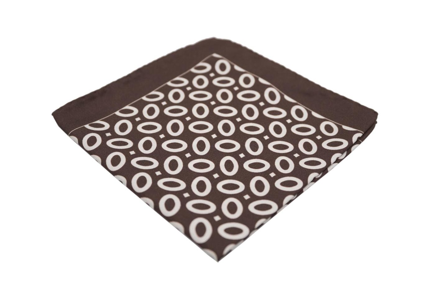 Μαντήλι τσέπης καφέ / λευκά σχέδια