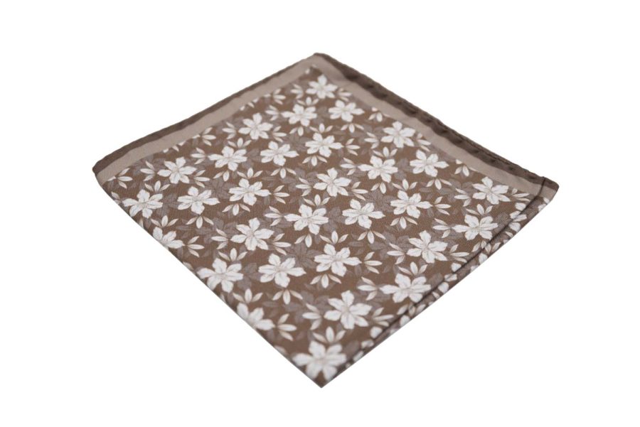 Μαντήλι τσέπης καφέ / floral
