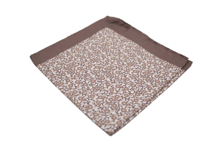 Μαντήλι τσέπης μπεζ / λουλούδια