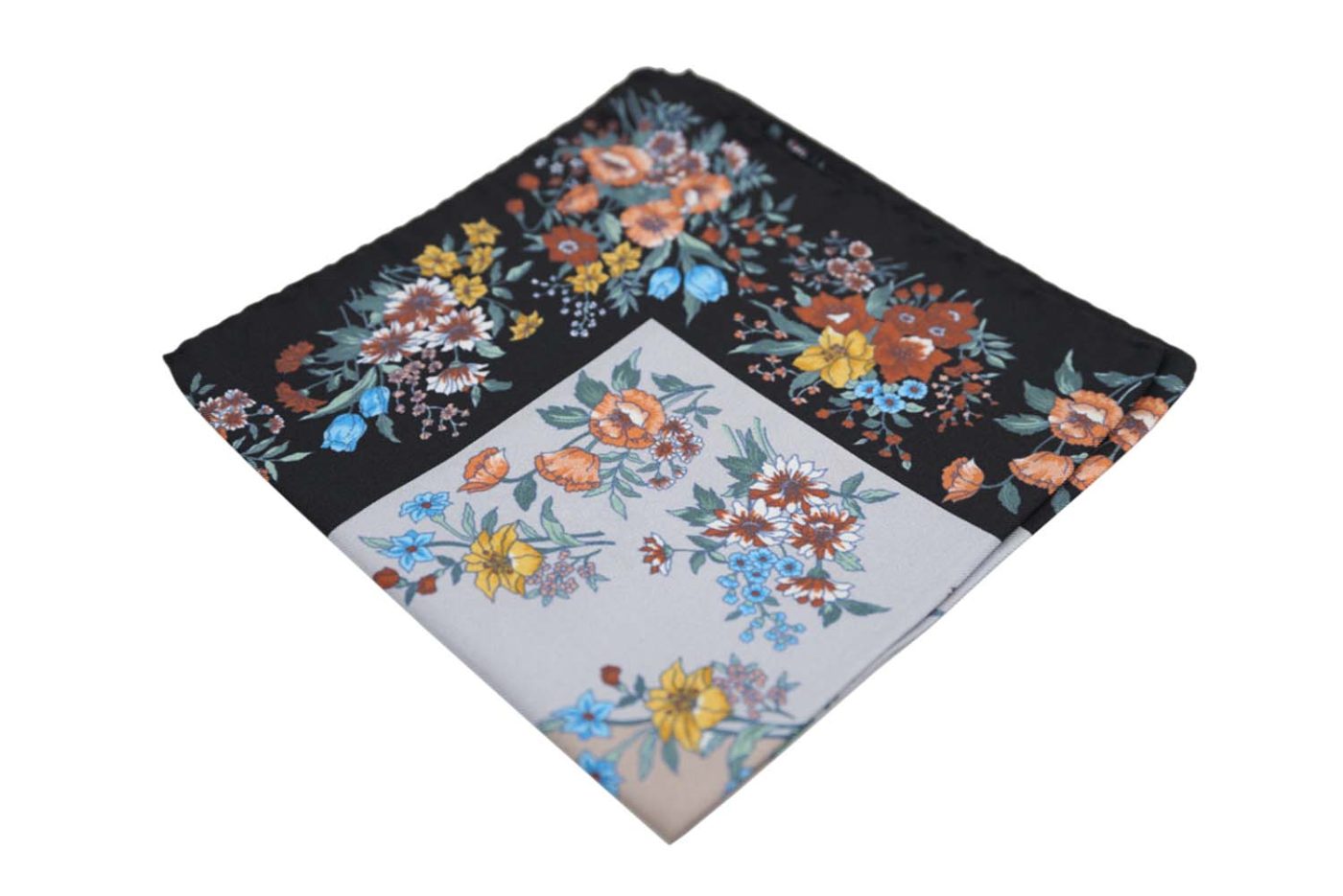 POCH285 Μαντήλι τσέπης μαύρο / γκρι / floral