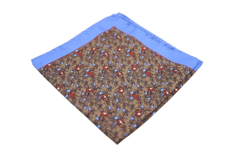 Μαντήλι τσέπης καφέ / κόκκινα / μπλε σχέδια