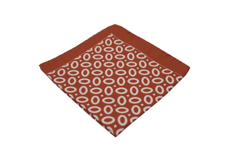 Μαντήλι τσέπης πορτοκαλί / λευκά σχέδια