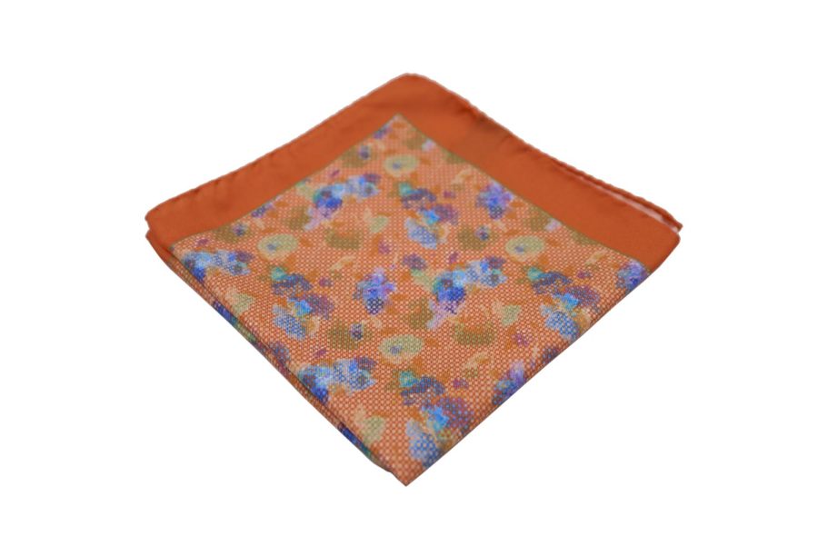 Μαντήλι τσέπης πορτοκαλί / λουλούδια