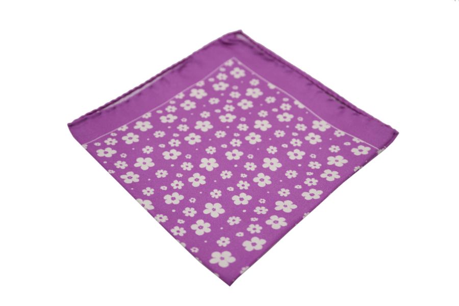 Μαντήλι τσέπης μωβ / λευκά λουλούδια