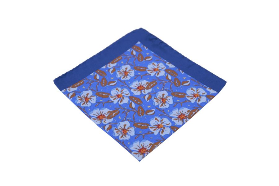 Μαντήλι τσέπης μπλε / καφέ / πορτοκαλί / λουλούδια