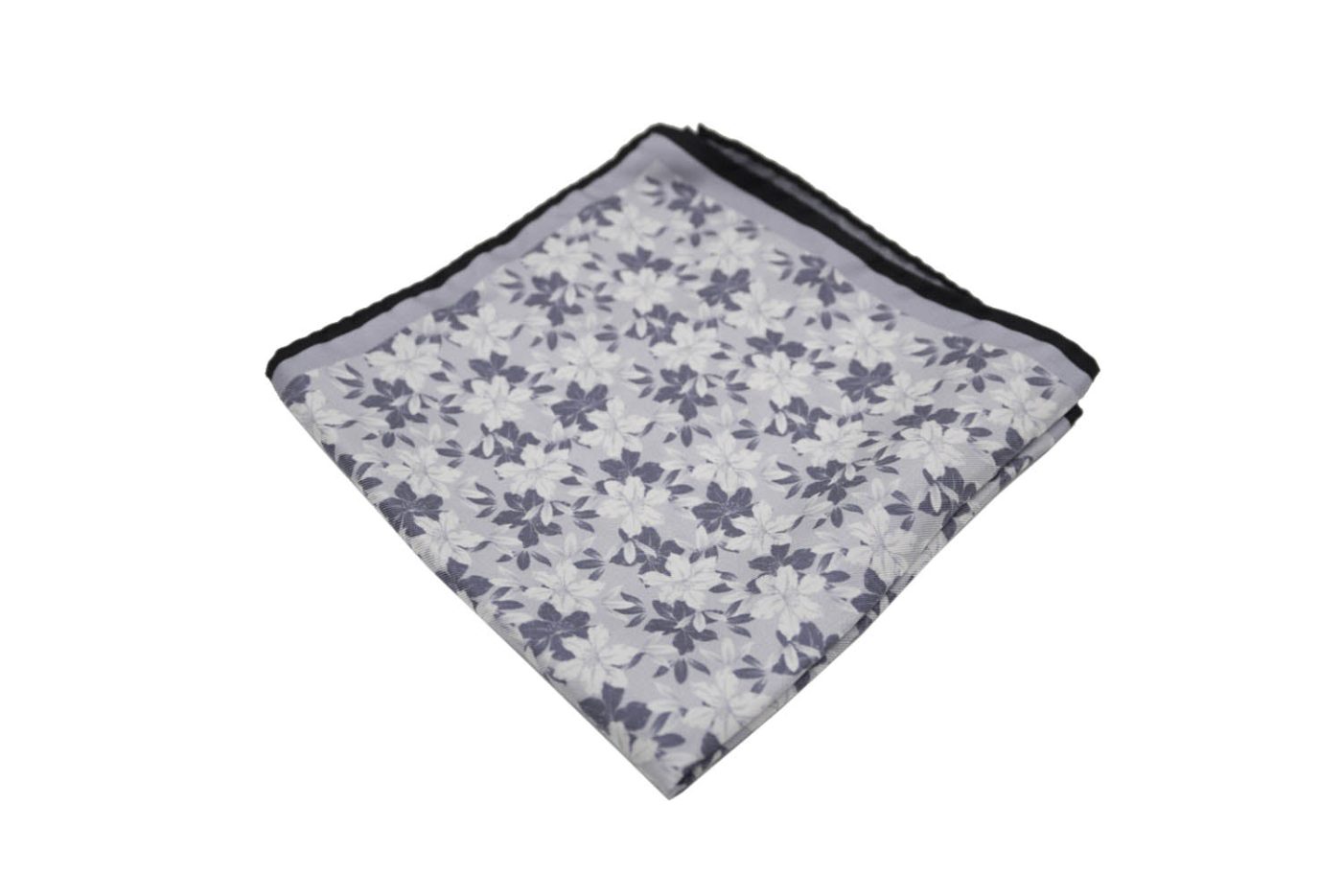 Μαντήλι τσέπης λευκό / μαύρα λουλούδια