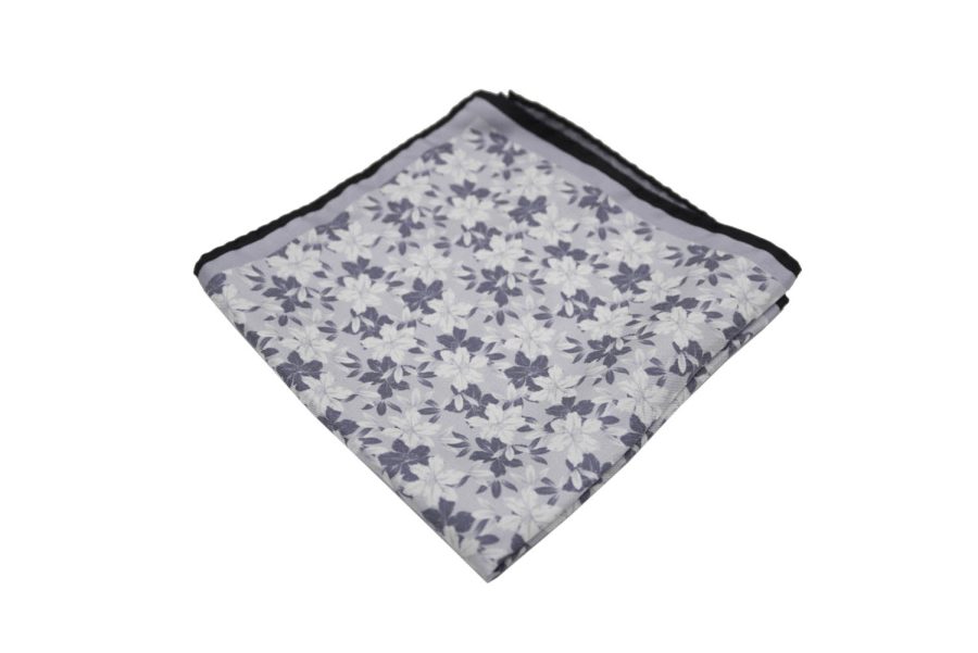 Μαντήλι τσέπης λευκό / μαύρα λουλούδια