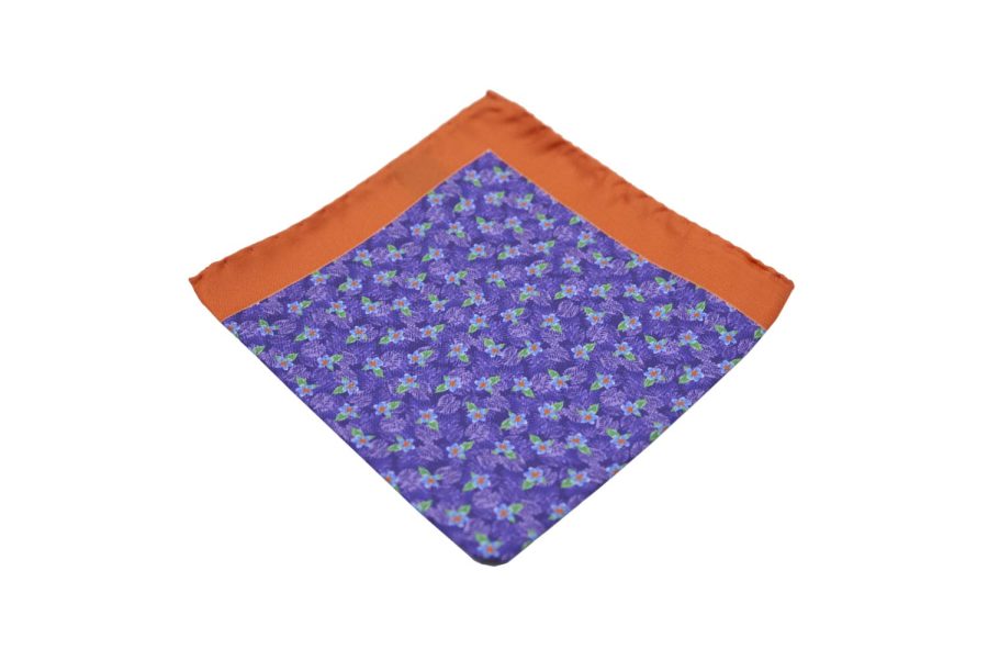 Μαντήλι τσέπης μωβ / πράσινα σχέδια