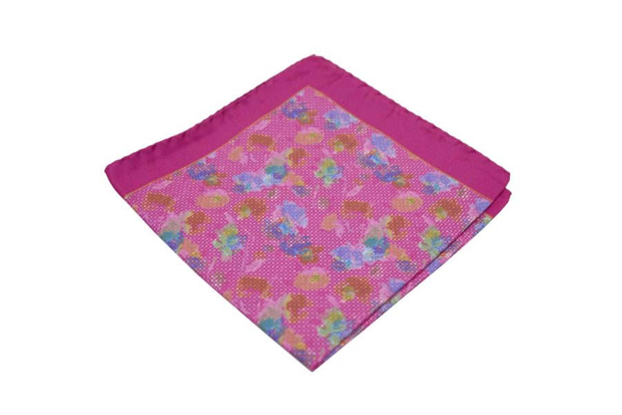 Μαντήλι τσέπης φούξια / λουλούδια