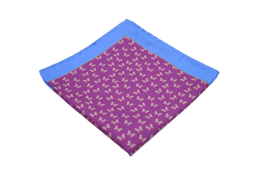 Μαντήλι τσέπης μωβ / πεταλούδες
