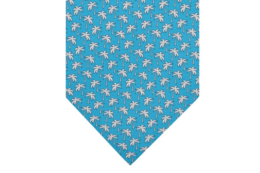 Μεταξωτή γραβάτα γαλάζια με φοίνικες