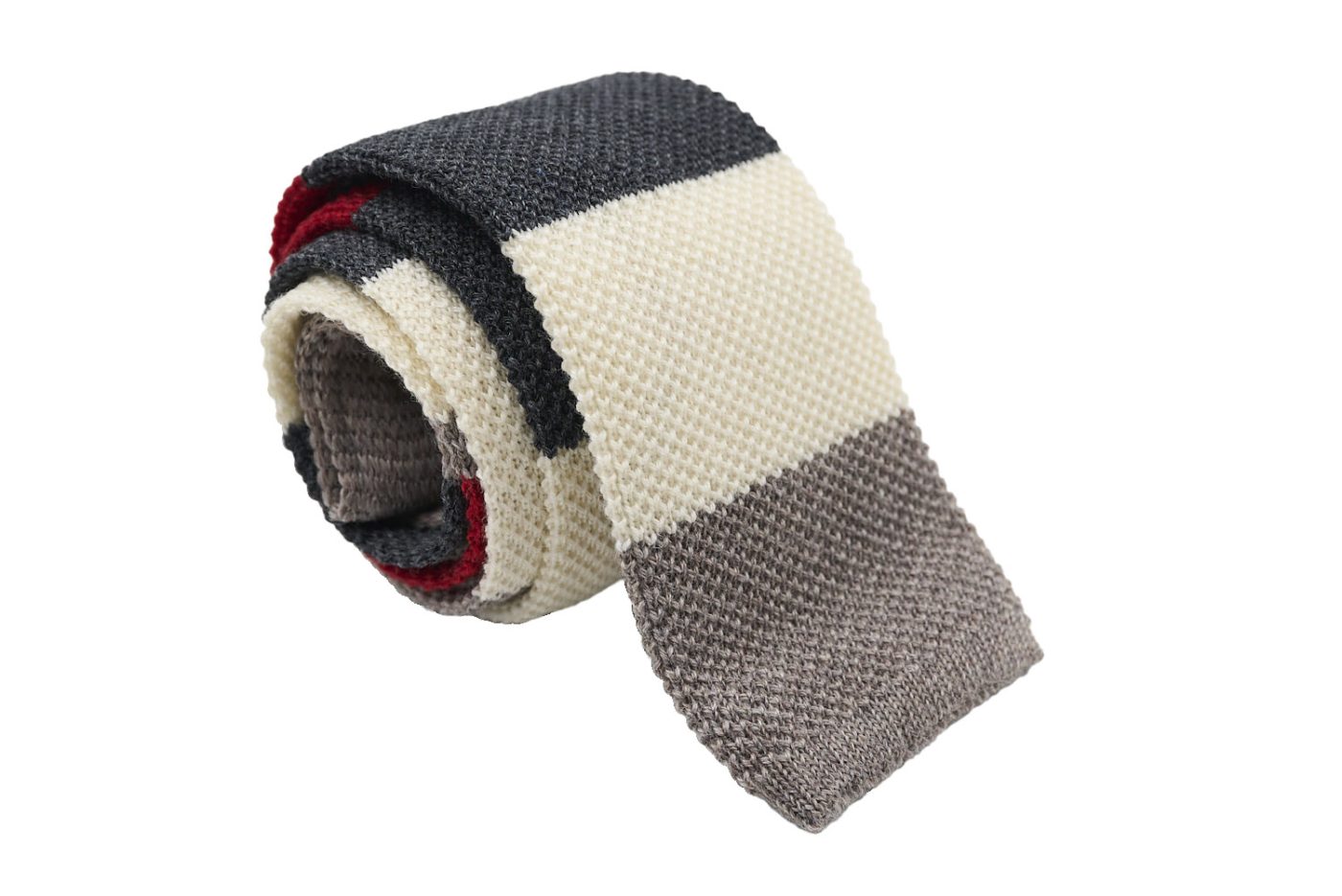 Πλεκτή γραβάτα κόκκινη / cream / μπεζ / γκρι