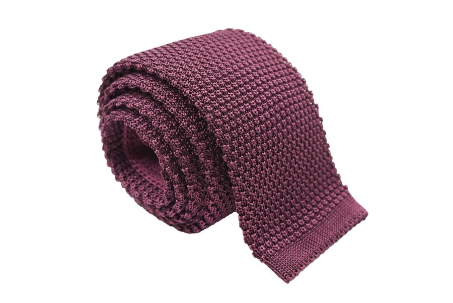 Πλεκτή γραβάτα βυσσινί
