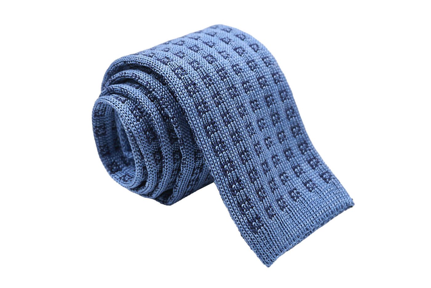 Πλεκτή γραβάτα γαλάζια / navy dots