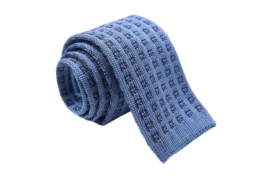 Πλεκτή γραβάτα γαλάζια / navy dots